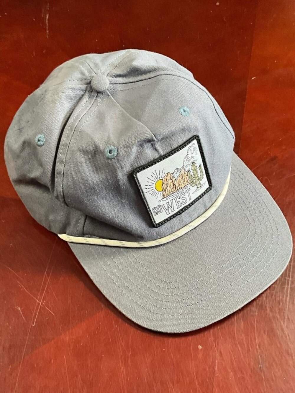 Mens Hatco West Patch Gray Desert Western Style Adjustable Hat